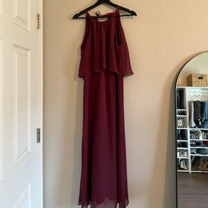 David’s Bridal Maroon High Neck Dress